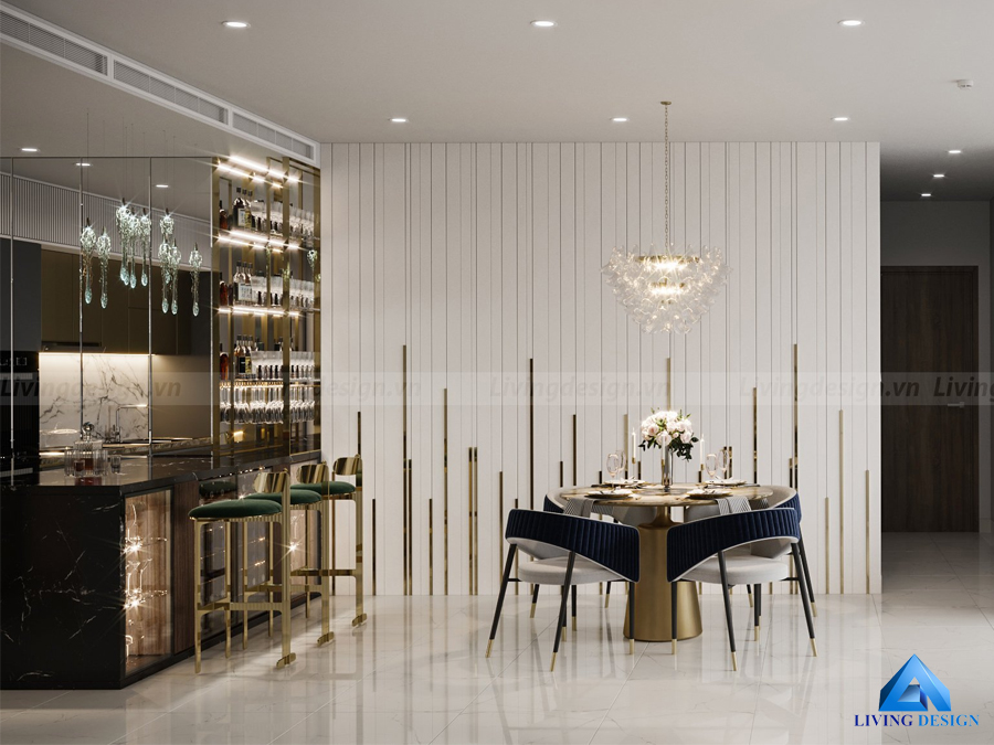 Thiết kế nội thất không gian phòng bếp căn hộ Sunwah Pearl | Living Design